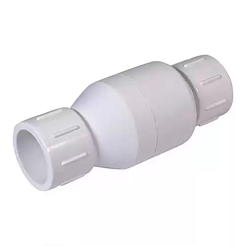 Midline Valve PVC Inline Check Valve for Backflow Prevention 1-1/2'' Solvent Connections White Plastic (4I2T112)