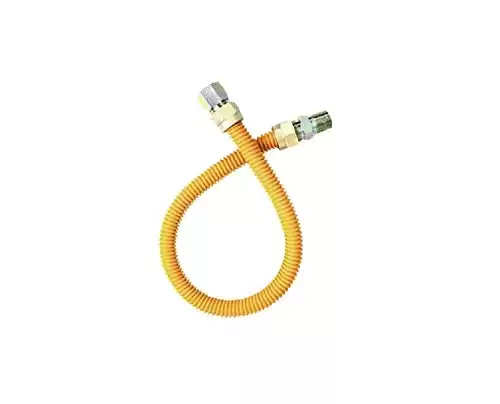 EZ-Fluid 24" Stainless Steel Corrugated Yellow Epoxy Coated 1/2" MIP x 1/2" FIP Gas Flex,Flexible Natural Gas Connector Hose Supply Line For Gas Pipe,Hot Water Heater,Range,Dryer,Stove(...