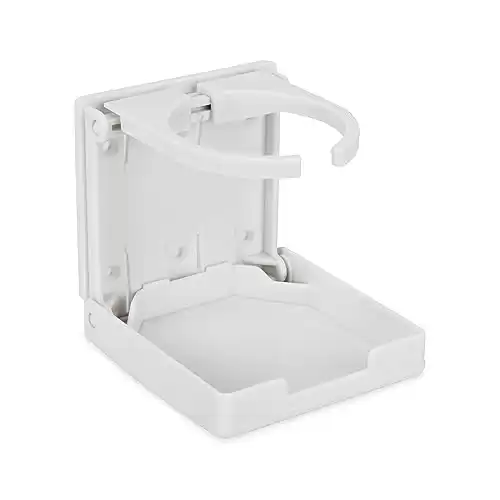 Camco Camper/RV Drink Holder | Features Adjustable Space-Saving Design & Holds Almost Any Size Mug, Cup, Bottle or Can | Extra Cup Holder for Cars, Trucks, RVs, Vans, Boats, and More | White (4404...