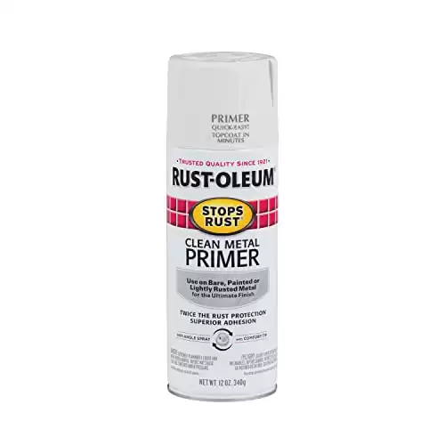 Rust-Oleum 7780830 Stops Rust Spray Paint, 12 Ounce, Flat White Clean Metal Primer, 12 Fl Oz