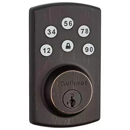 Kwikset Powerbolt 907 Keyless Entry Deadbolt Electronic Door Lock, 6 Button Keypad, Auto Locking, with Keyed Pick Resistant SmartKey Re-Key Security Technology, Venetian Bronze