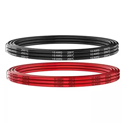 Electrical Wire 10 AWG 10 Gauge Silicone Wire Hook Up Wire Cables 20 Feet [10 ft Black and 10 ft Red] Soft and Flexible 1050 Strands 0.08 mm of Tinned Copper Wire High Temperature Resistance