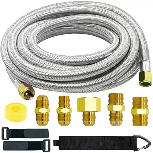 NQN Upgraded 18 Feet High Pressure Braided Propane Hose Extension with Conversion Coupling 3/8" Flare to 1/2" Female NPT, 1/4" Male NPT, 3/8" Male NPT, 3/8" Male Flare for BBQ...