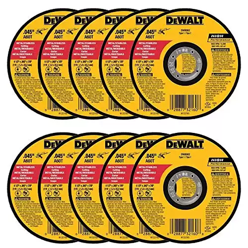 DEWALT DW8062 4-1/2" x .045 x 7/8" Metal Cut-Off Wheel (100pk)