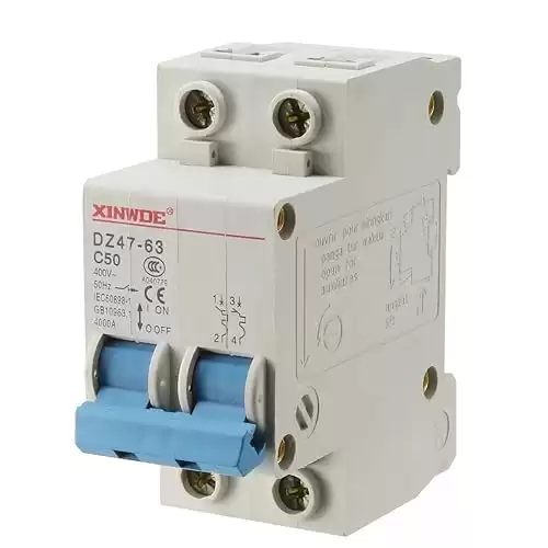 uxcell 2 Poles 50A AC400V Low-Voltage Miniature Circuit Breaker Din Rail Mount DZ47-63 C50