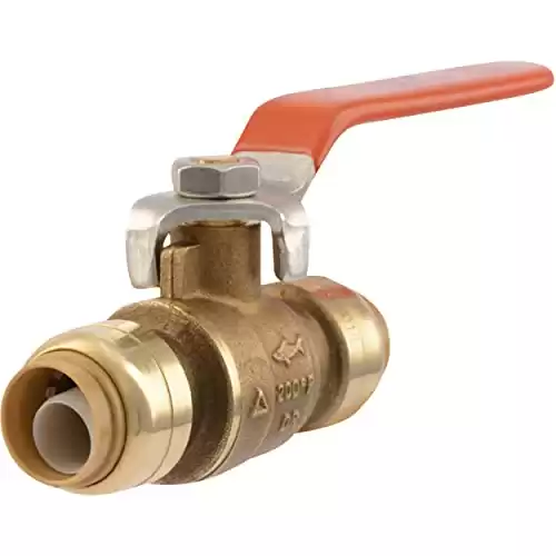 SharkBite 22222-0000LFA Brass Push Ball Valves, 1/2